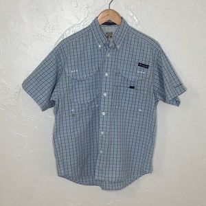 Columbia PFG Fishing shirt plaid short sleeves size Small EUC
